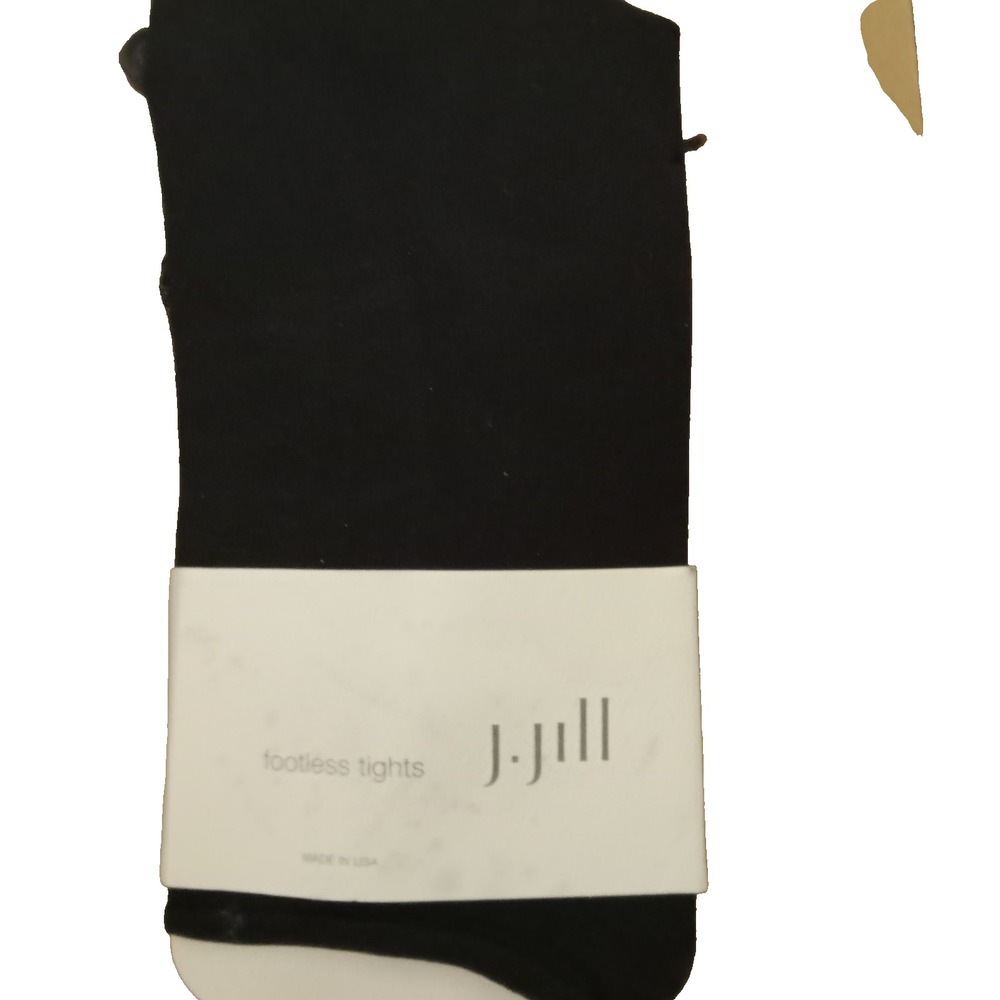 J. Jill Black Footless Tights Size Large Opaque Microfiber Solid New